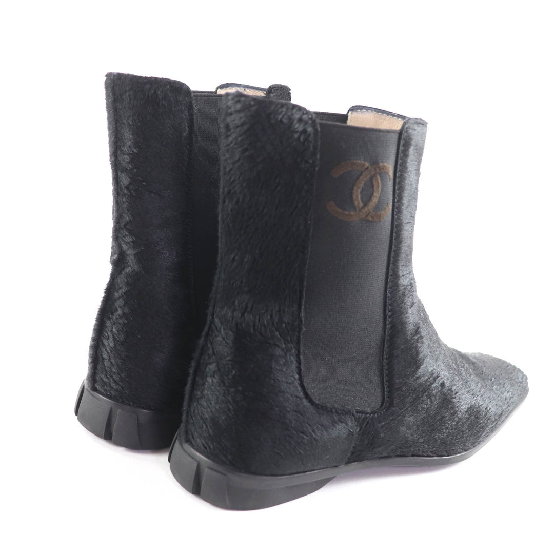 Excellent CHANEL Ankle boots black Harako Women 37