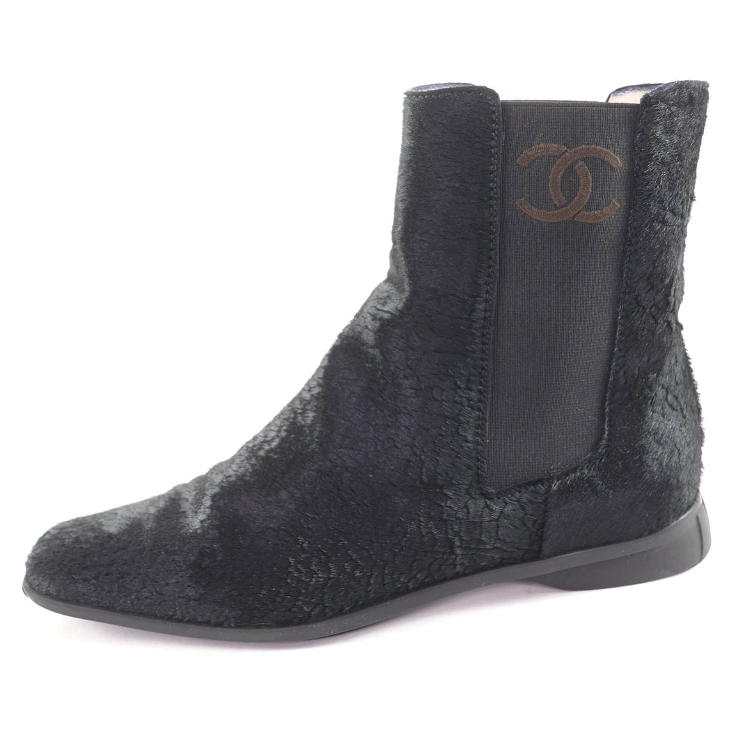 Excellent CHANEL Ankle boots black Harako Women 37