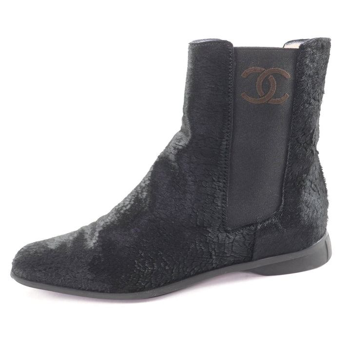 Excellent CHANEL Ankle boots black Harako Women 37