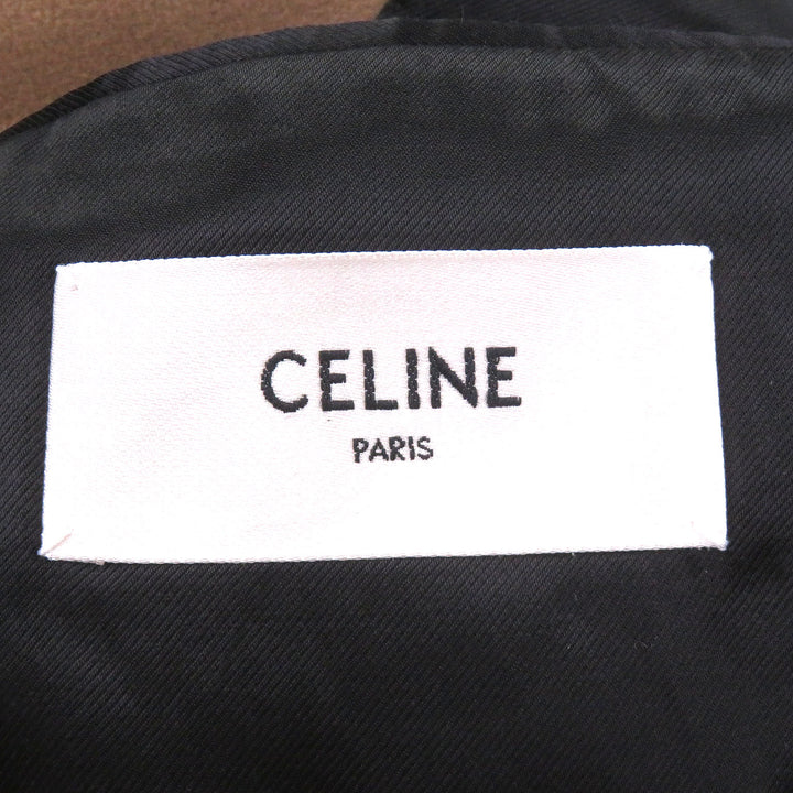 Great CELINE Chester coat 2M257758E Logo button Brown hair mens 44
