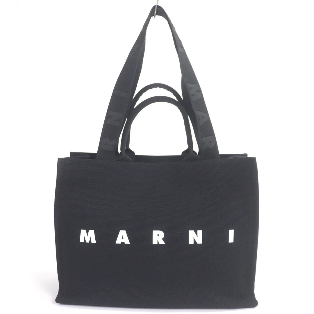 Excellent MARNI Tote Bag Logo print 2-way large black canvas mens