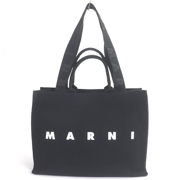 Excellent MARNI Tote Bag Logo print 2-way large black canvas mens