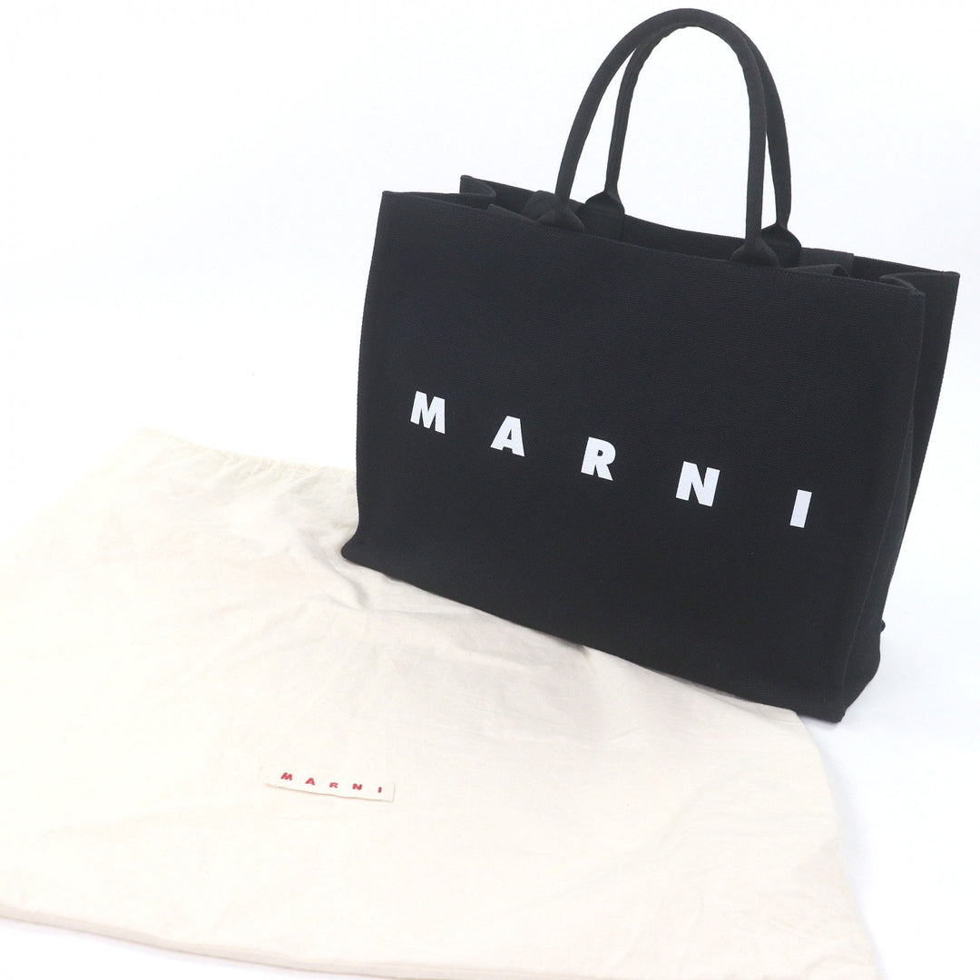 Excellent MARNI Tote Bag Logo print 2-way large black canvas mens