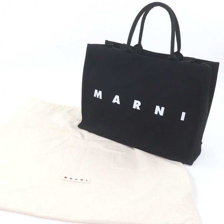 Excellent MARNI Tote Bag Logo print 2-way large black canvas mens