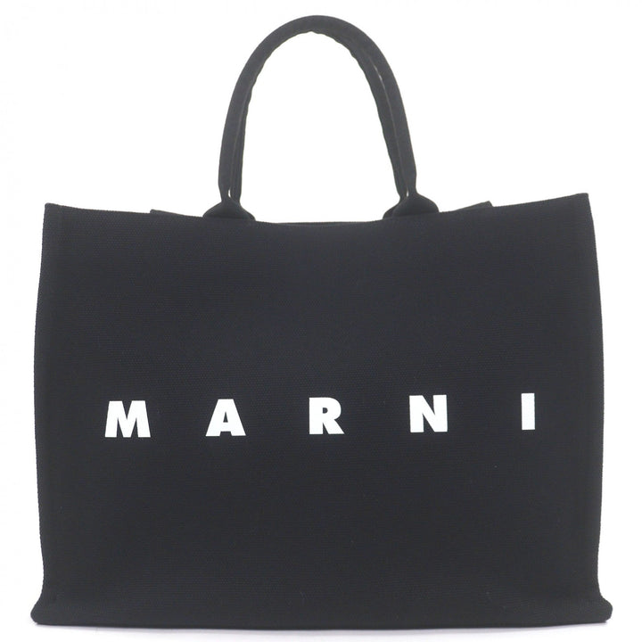Excellent MARNI Tote Bag Logo print 2-way large black canvas mens