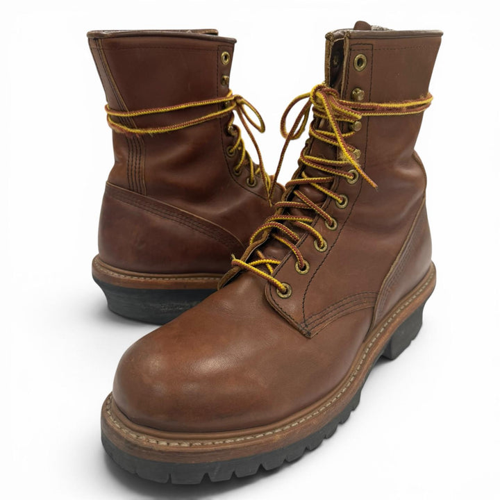 Very Good RED WING boots STEEL TOE Brown leather mens 8.5 4418