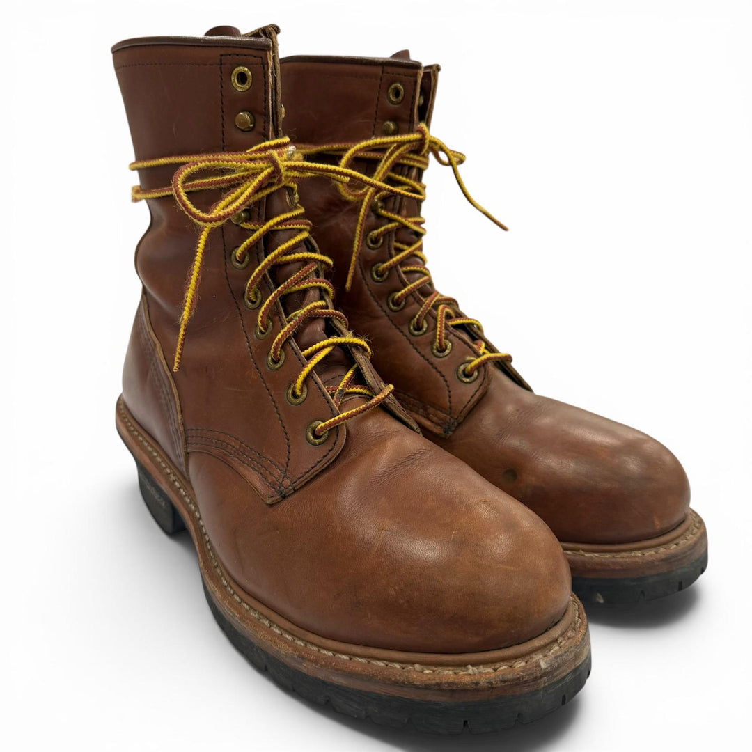 Very Good RED WING boots STEEL TOE Brown leather mens 8.5 4418