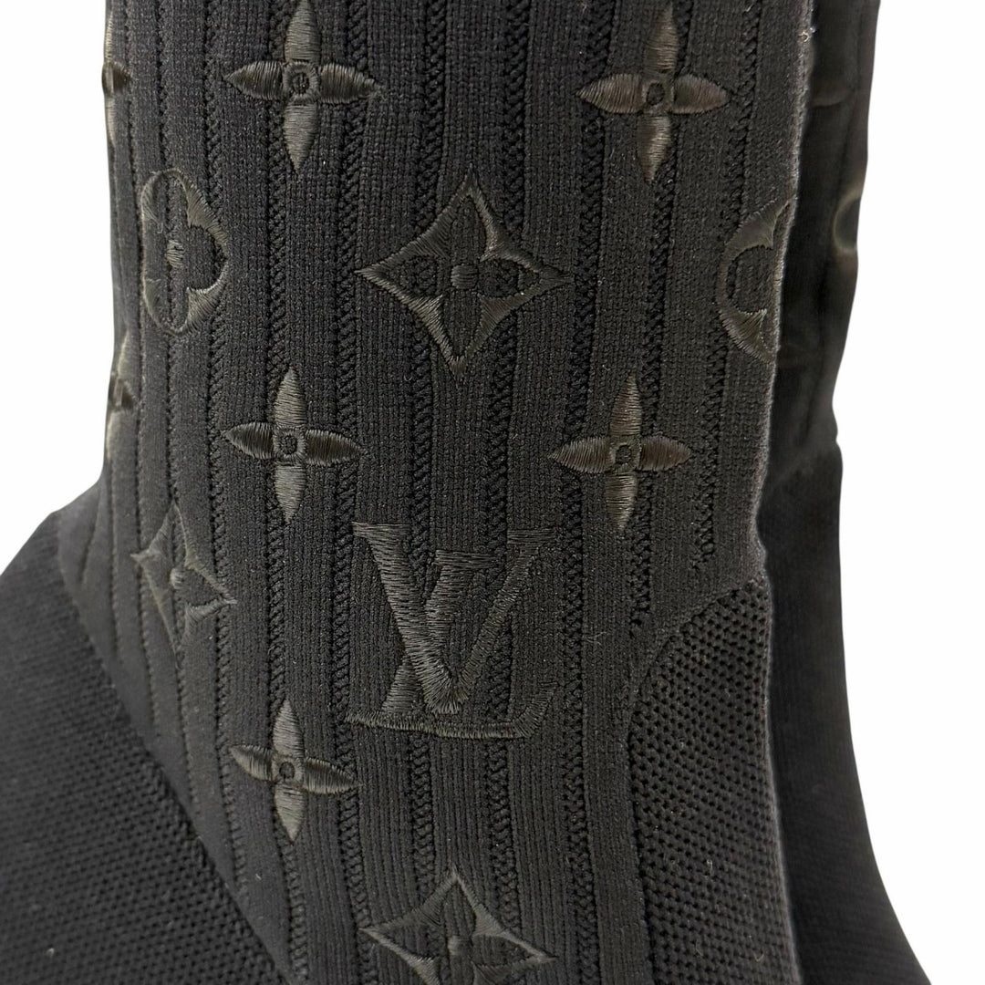 Excellent LOUIS VUITTON Ankle boots Silhouette line leather Women 37 1A8559
