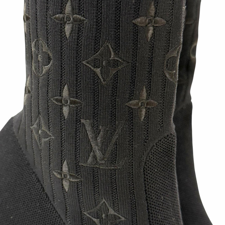 Excellent LOUIS VUITTON Ankle boots Silhouette line leather Women 37 1A8559
