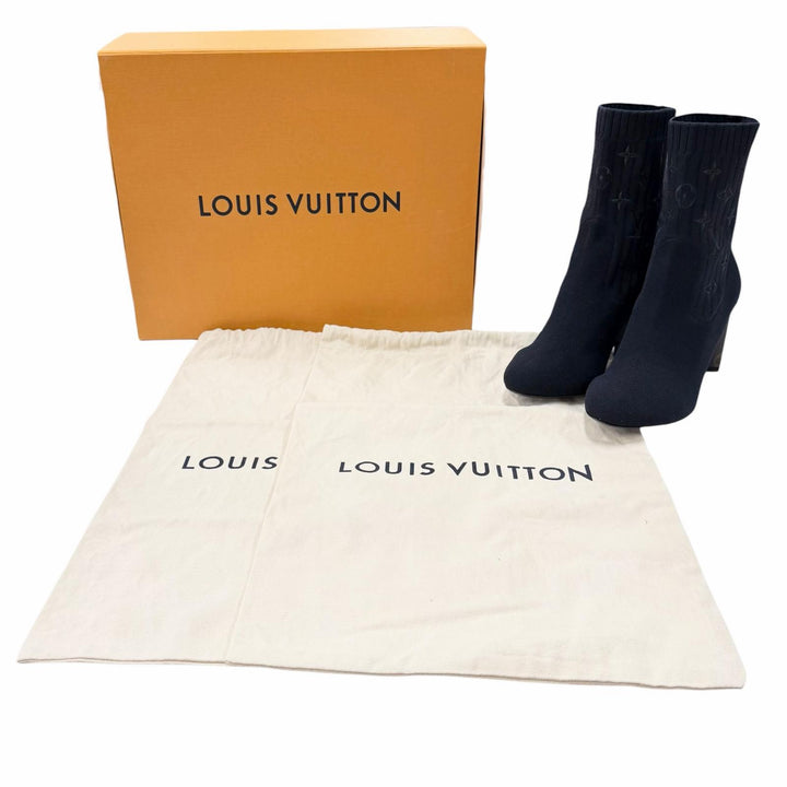 Excellent LOUIS VUITTON Ankle boots Silhouette line leather Women 37 1A8559