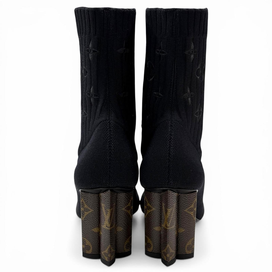 Excellent LOUIS VUITTON Ankle boots Silhouette line leather Women 37 1A8559