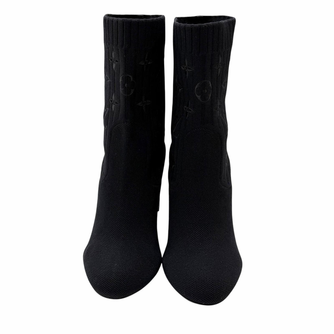 Excellent LOUIS VUITTON Ankle boots Silhouette line leather Women 37 1A8559
