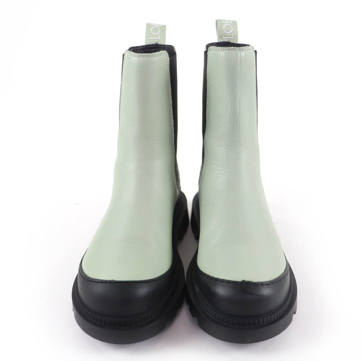 Excellent LOEWE short boots Leather side-gore boots with logo green Women 38