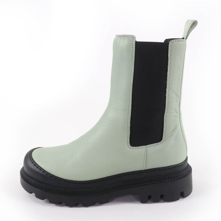 Excellent LOEWE short boots Leather side-gore boots with logo green Women 38