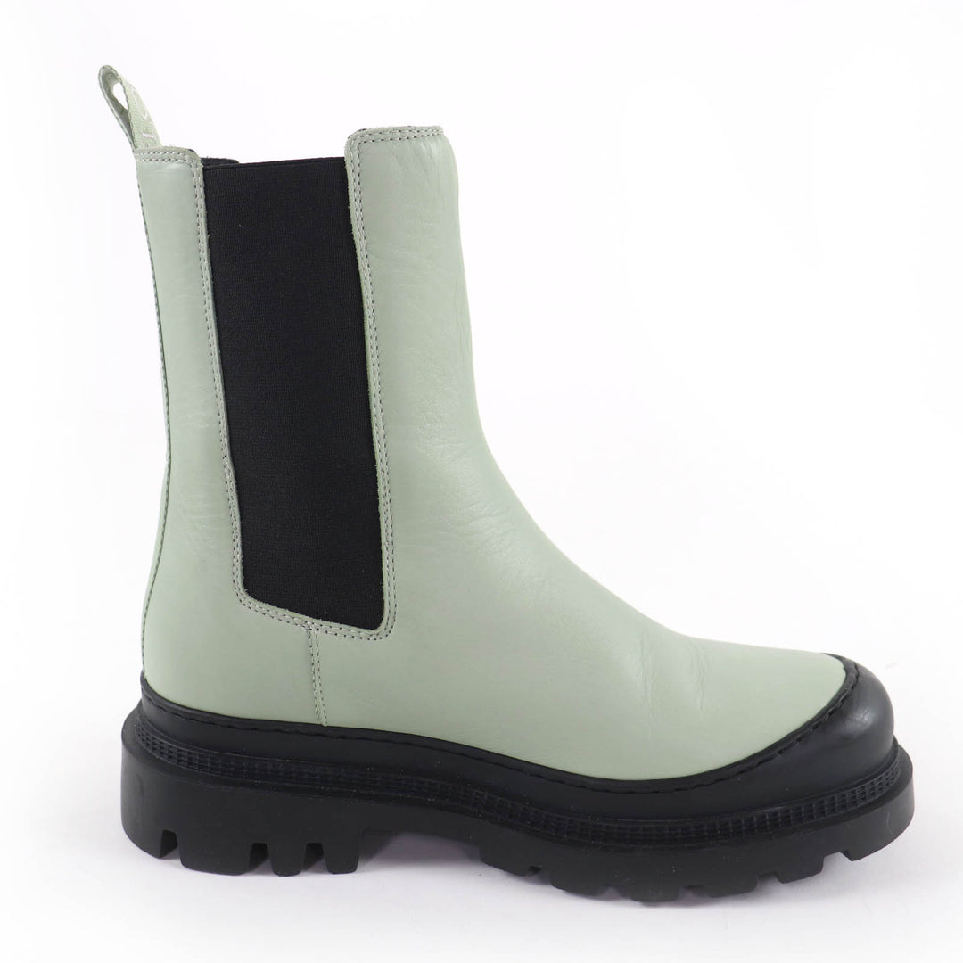 Excellent LOEWE short boots Leather side-gore boots with logo green Women 38