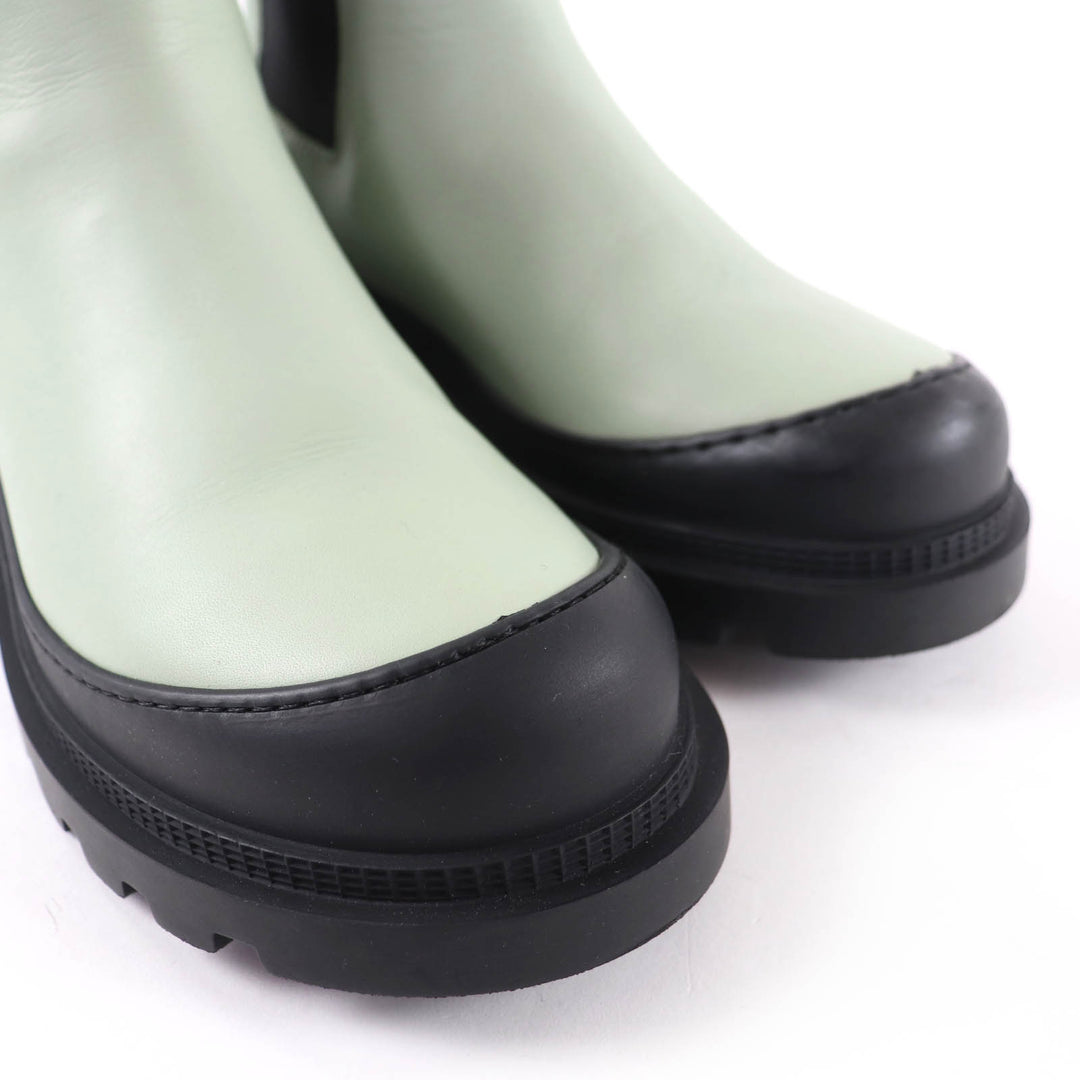 Excellent LOEWE short boots Leather side-gore boots with logo green Women 38