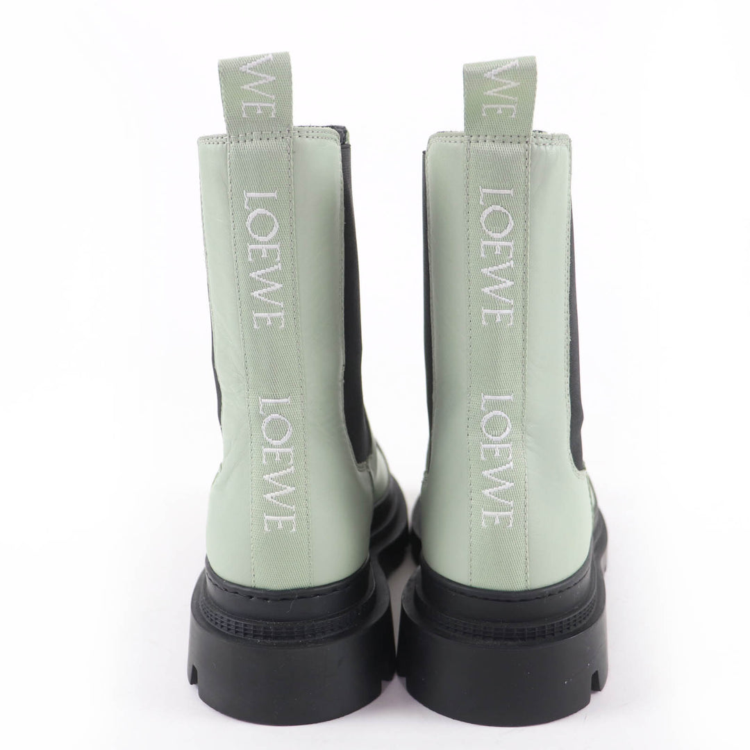 Excellent LOEWE short boots Leather side-gore boots with logo green Women 38