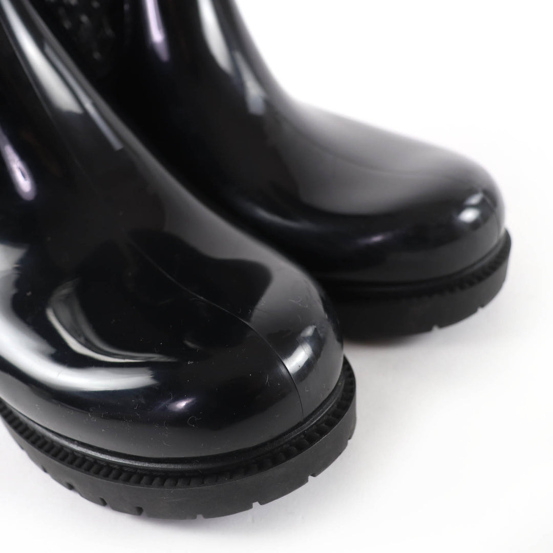 Great LOUIS VUITTON Knee-high boots Monogram rain boots black rubber Women 37