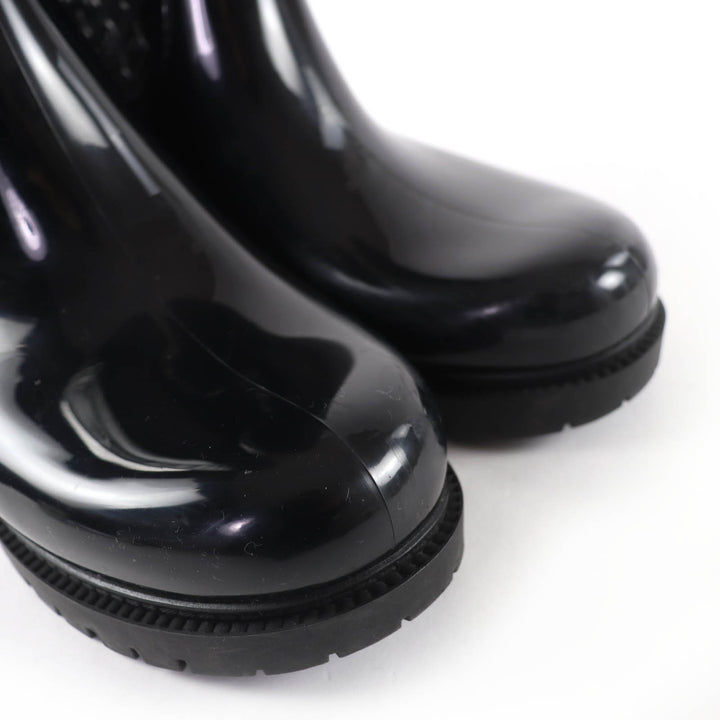 Great LOUIS VUITTON Knee-high boots Monogram rain boots black rubber Women 37