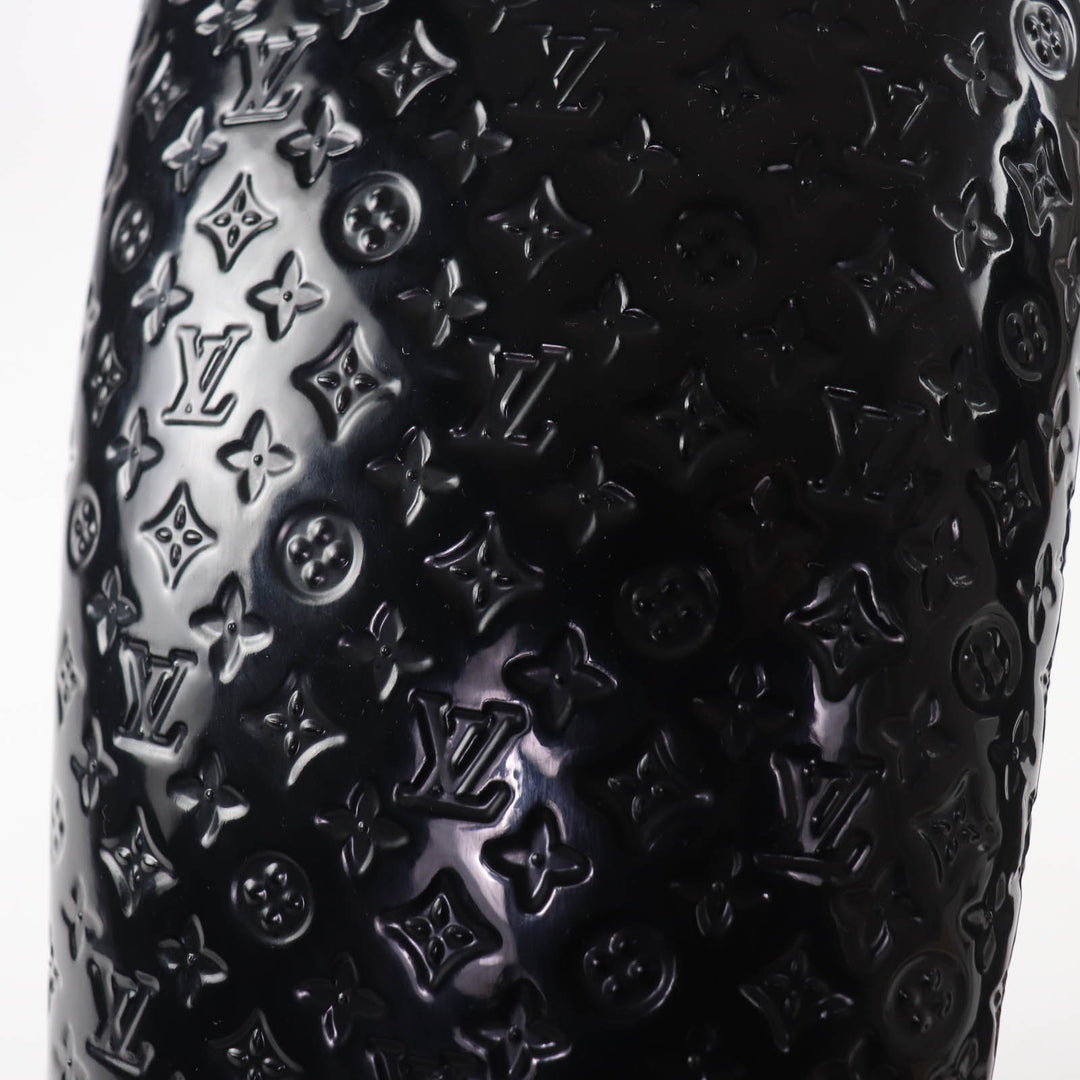 Great LOUIS VUITTON Knee-high boots Monogram rain boots black rubber Women 37