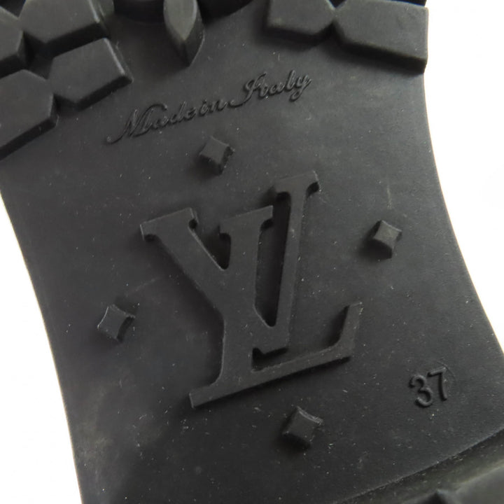 Great LOUIS VUITTON Knee-high boots Monogram rain boots black rubber Women 37