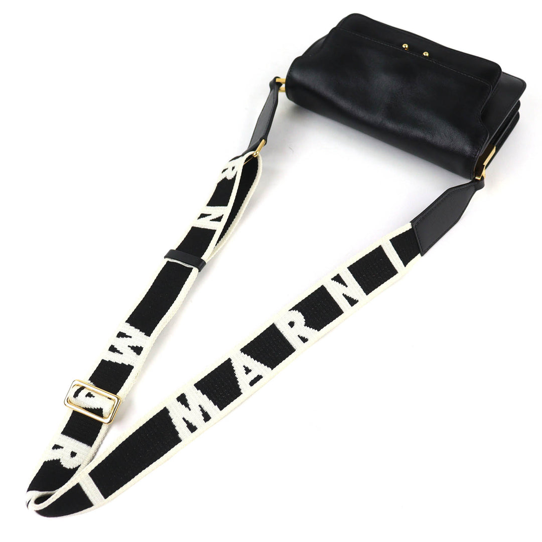 Excellent MARNI Shoulder Bag TRUNK SOFT EW logo black leather Women SBMP0124Q6