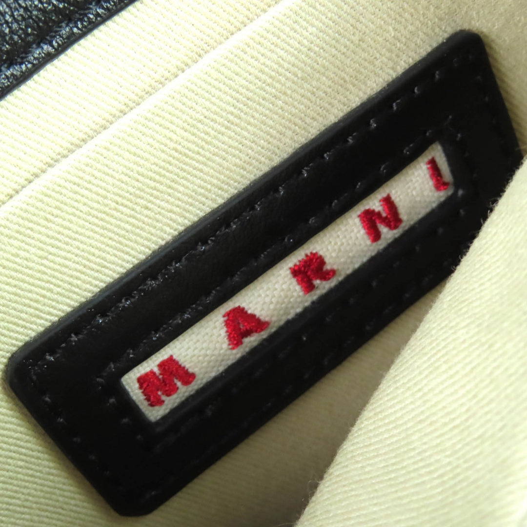 Excellent MARNI Shoulder Bag TRUNK SOFT EW logo black leather Women SBMP0124Q6