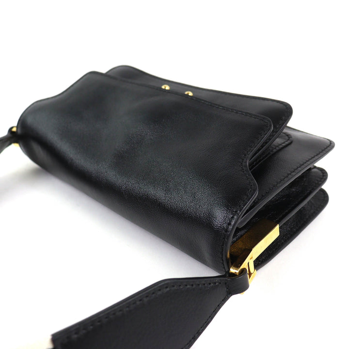 Excellent MARNI Shoulder Bag TRUNK SOFT EW logo black leather Women SBMP0124Q6