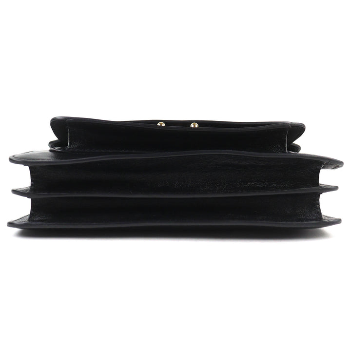 Excellent MARNI Shoulder Bag TRUNK SOFT EW logo black leather Women SBMP0124Q6