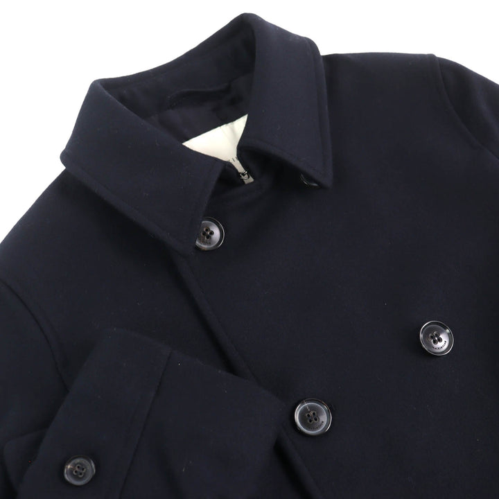 Excellent Mackintosh coat Logo button belted double long Navy wool 34 GM-079