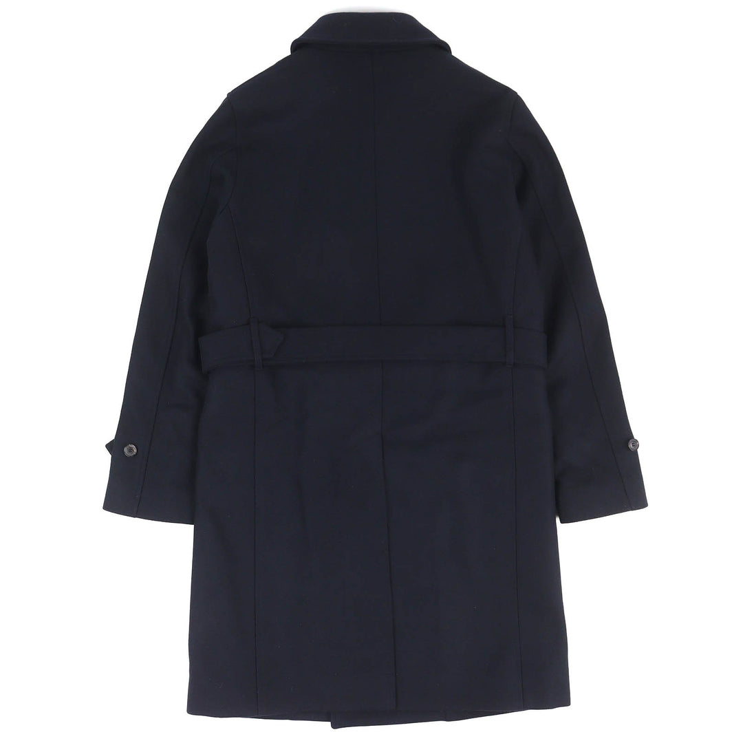 Excellent Mackintosh coat Logo button belted double long Navy wool 34 GM-079