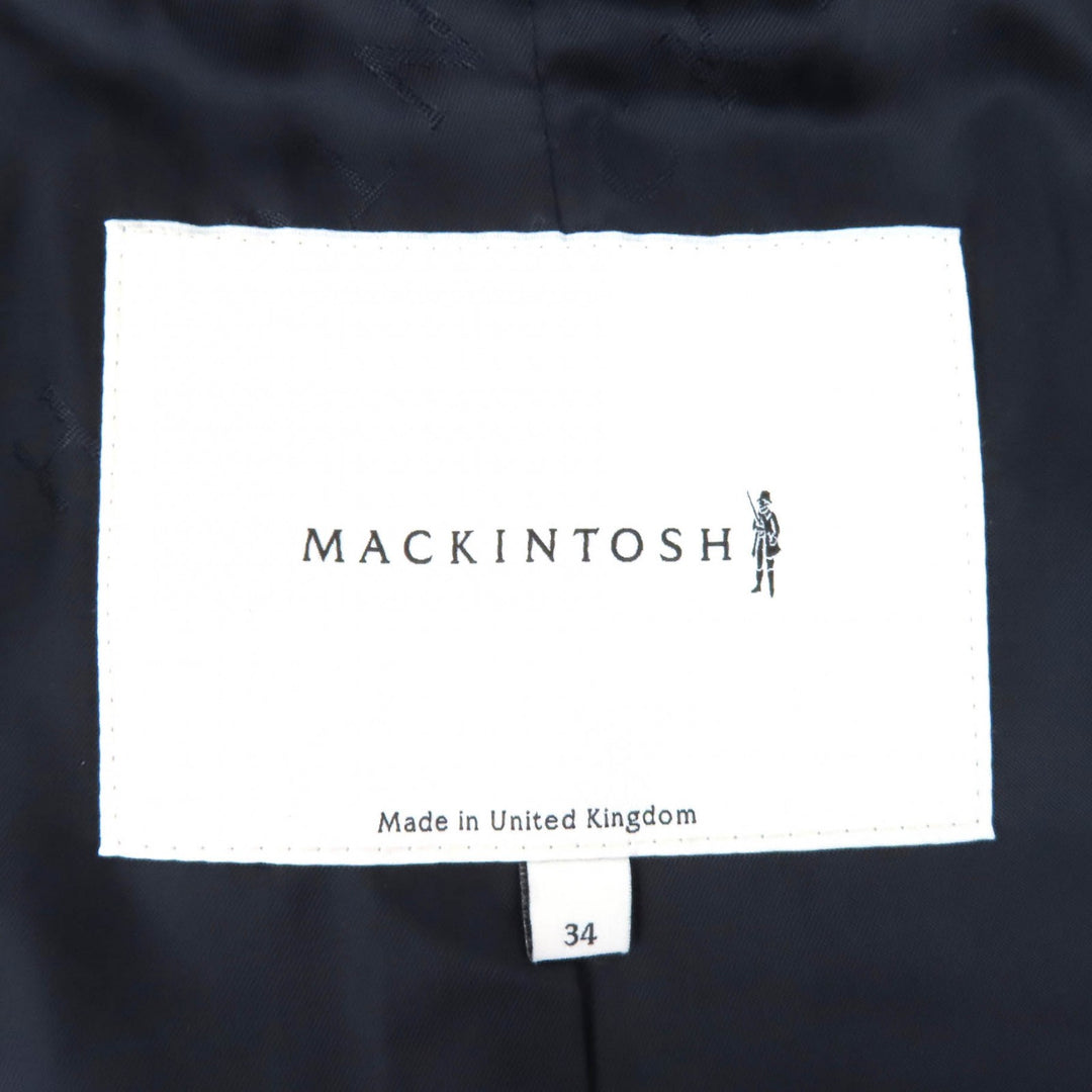 Excellent Mackintosh coat Logo button belted double long Navy wool 34 GM-079