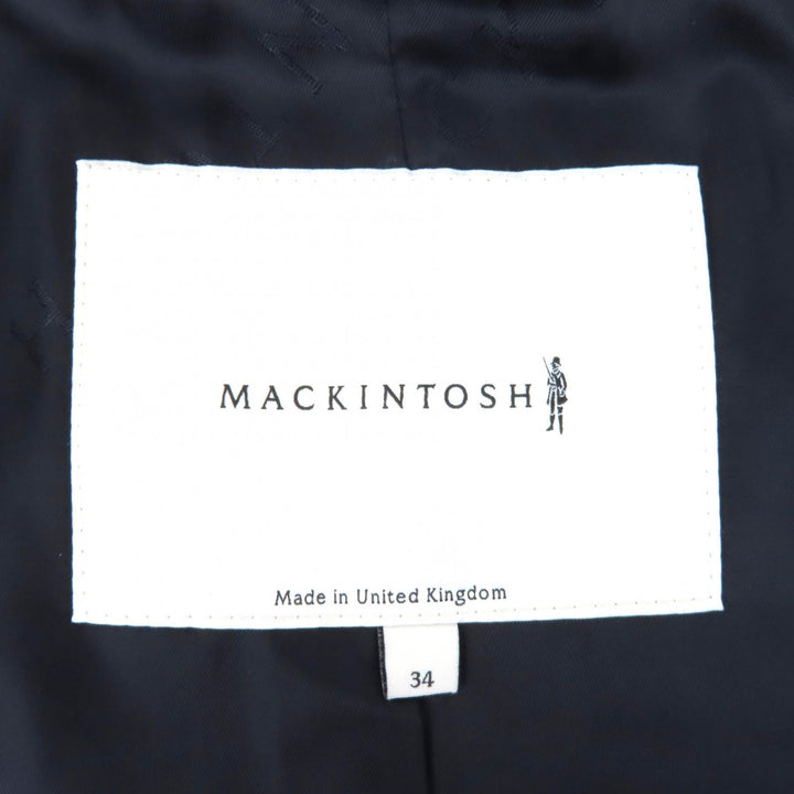 Excellent Mackintosh coat Logo button belted double long Navy wool 34 GM-079