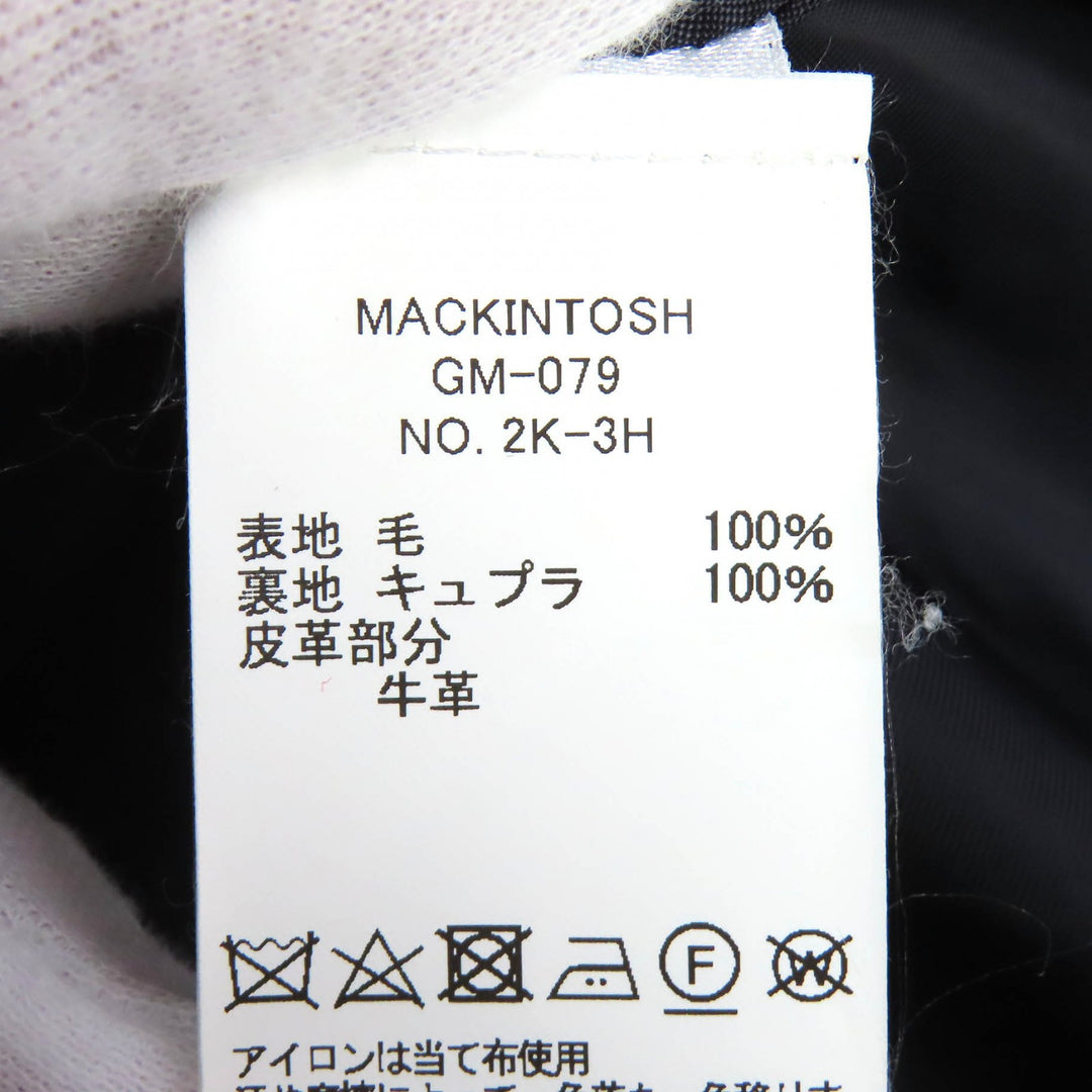 Excellent Mackintosh coat Logo button belted double long Navy wool 34 GM-079