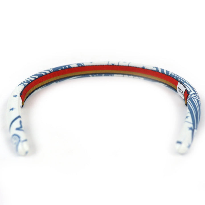 Excellent HERMES Katyusha Gina Zigzag Star Hairband Hair Accessory blue silk