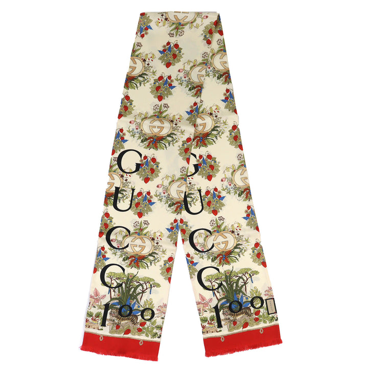 Pristine GUCCI scarf 100th Anniversary Interlocking G Logo Floral silk 692033