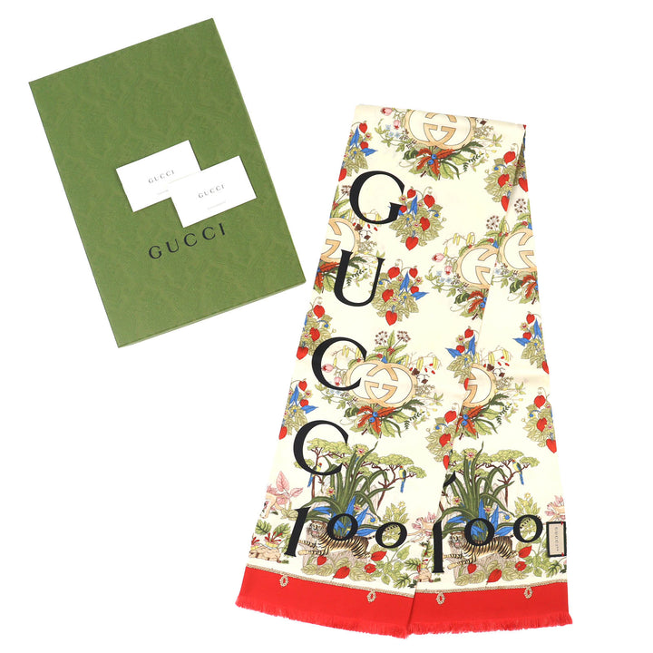 Pristine GUCCI scarf 100th Anniversary Interlocking G Logo Floral silk 692033
