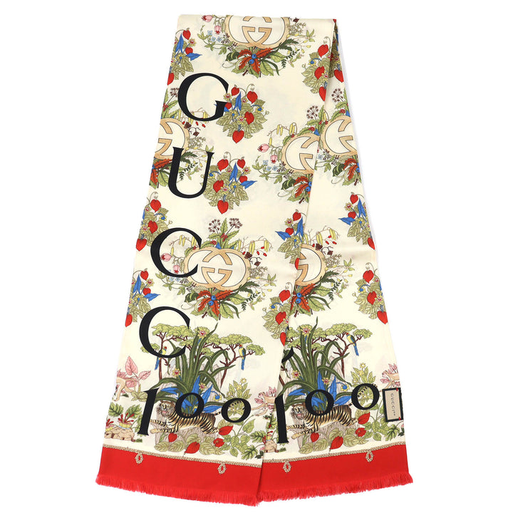 Pristine GUCCI scarf 100th Anniversary Interlocking G Logo Floral silk 692033
