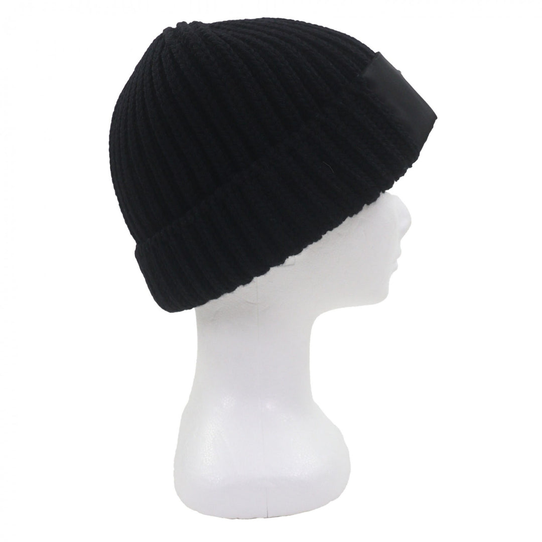 Great PRADA Knit cap black Virgin wool mens L UMD446