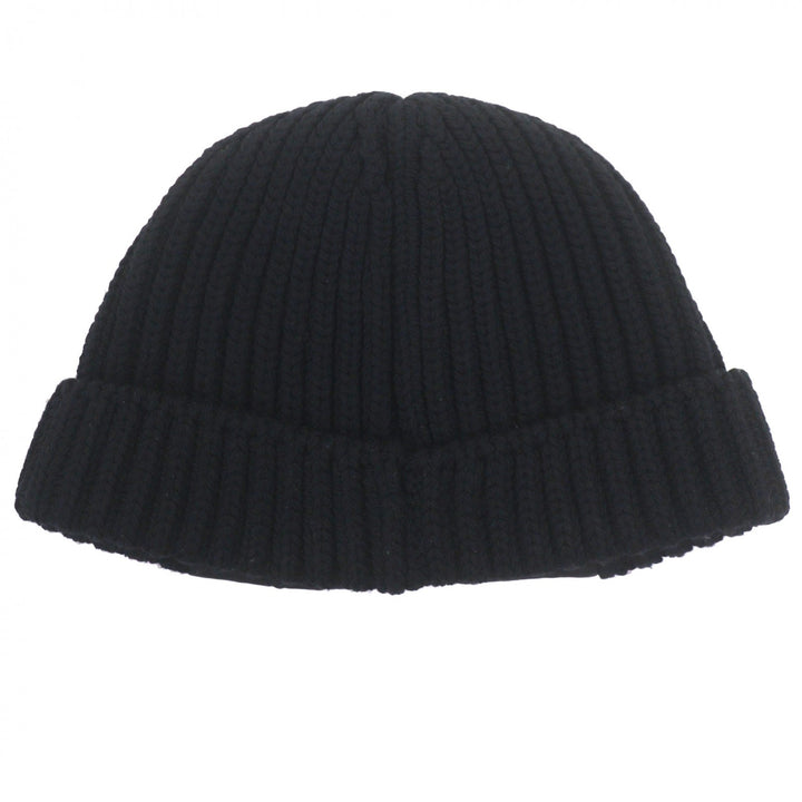 Great PRADA Knit cap black Virgin wool mens L UMD446