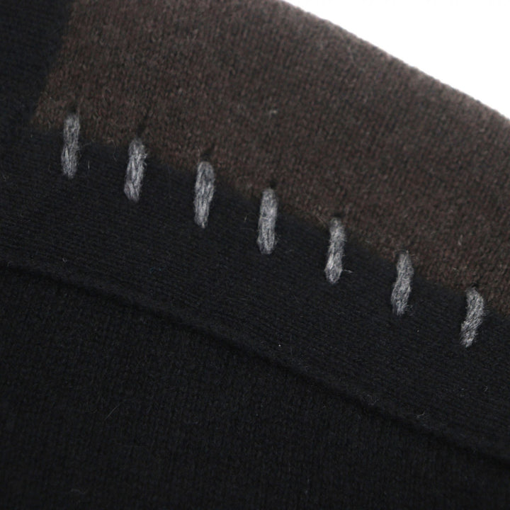 Pristine HERMES sweater Crew neck two-tone pullover knit black cashmere mens XL