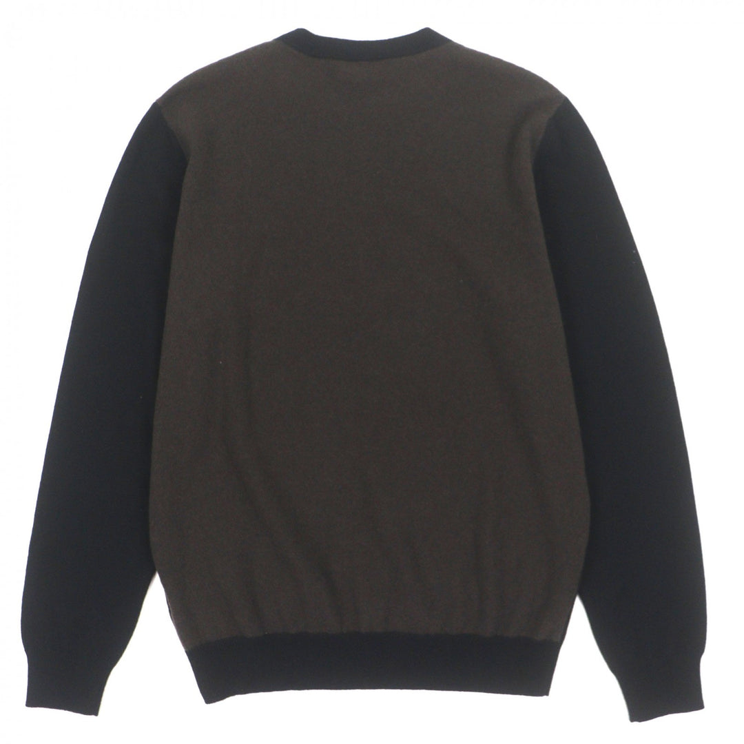 Pristine HERMES sweater Crew neck two-tone pullover knit black cashmere mens XL
