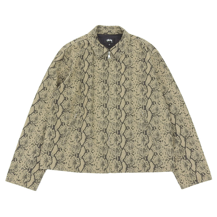 Excellent STUSSY Jacket Gabardine Garage Jacket Snake beige cotton XL 115843