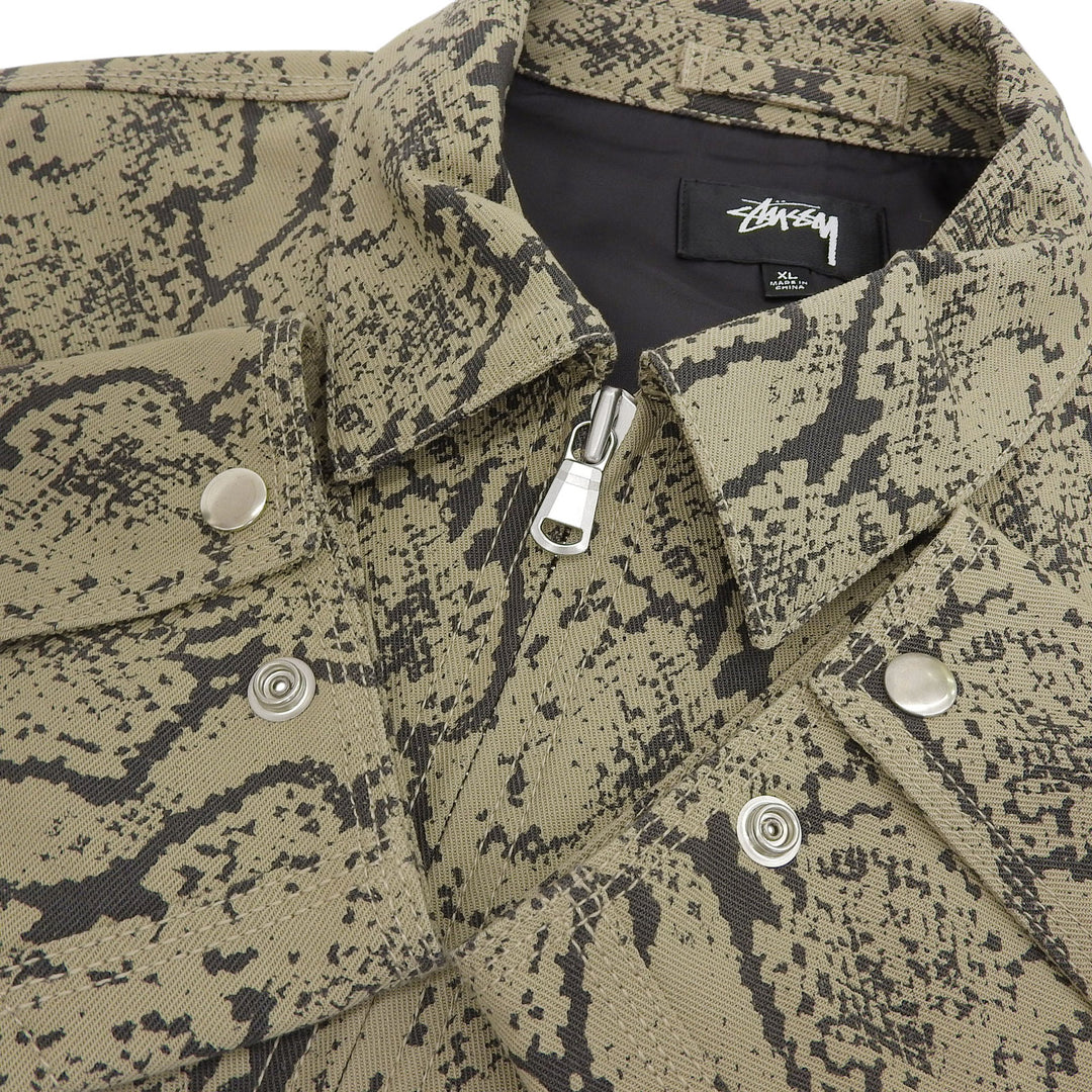 Excellent STUSSY Jacket Gabardine Garage Jacket Snake beige cotton XL 115843