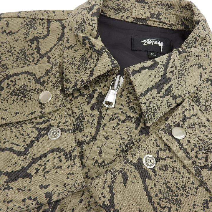 Excellent STUSSY Jacket Gabardine Garage Jacket Snake beige cotton XL 115843