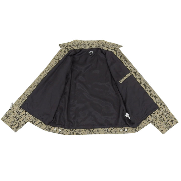 Excellent STUSSY Jacket Gabardine Garage Jacket Snake beige cotton XL 115843