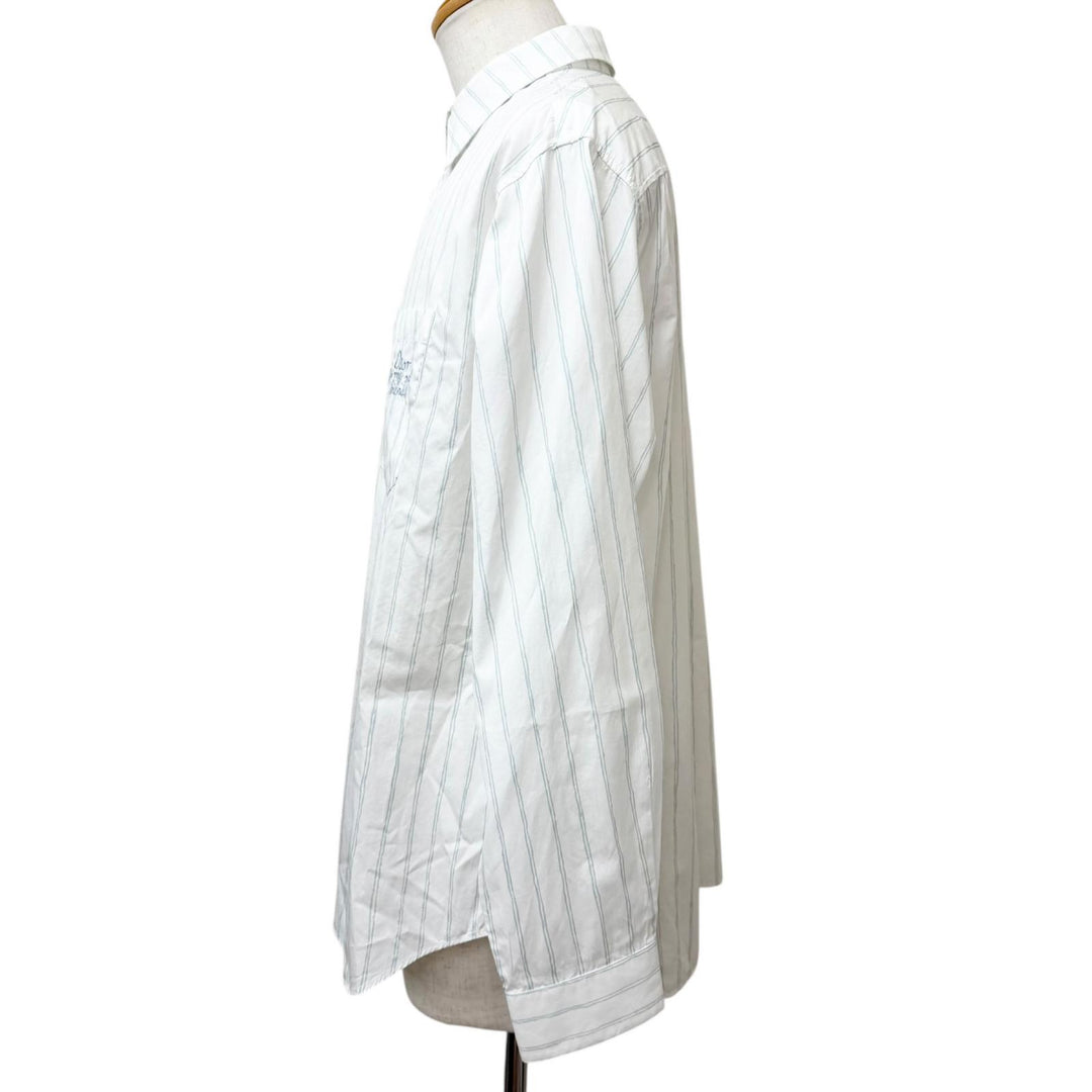 Excellent DIOR Long sleeve shirt Hilton Nell Stripe Pattern Logo Embroidery