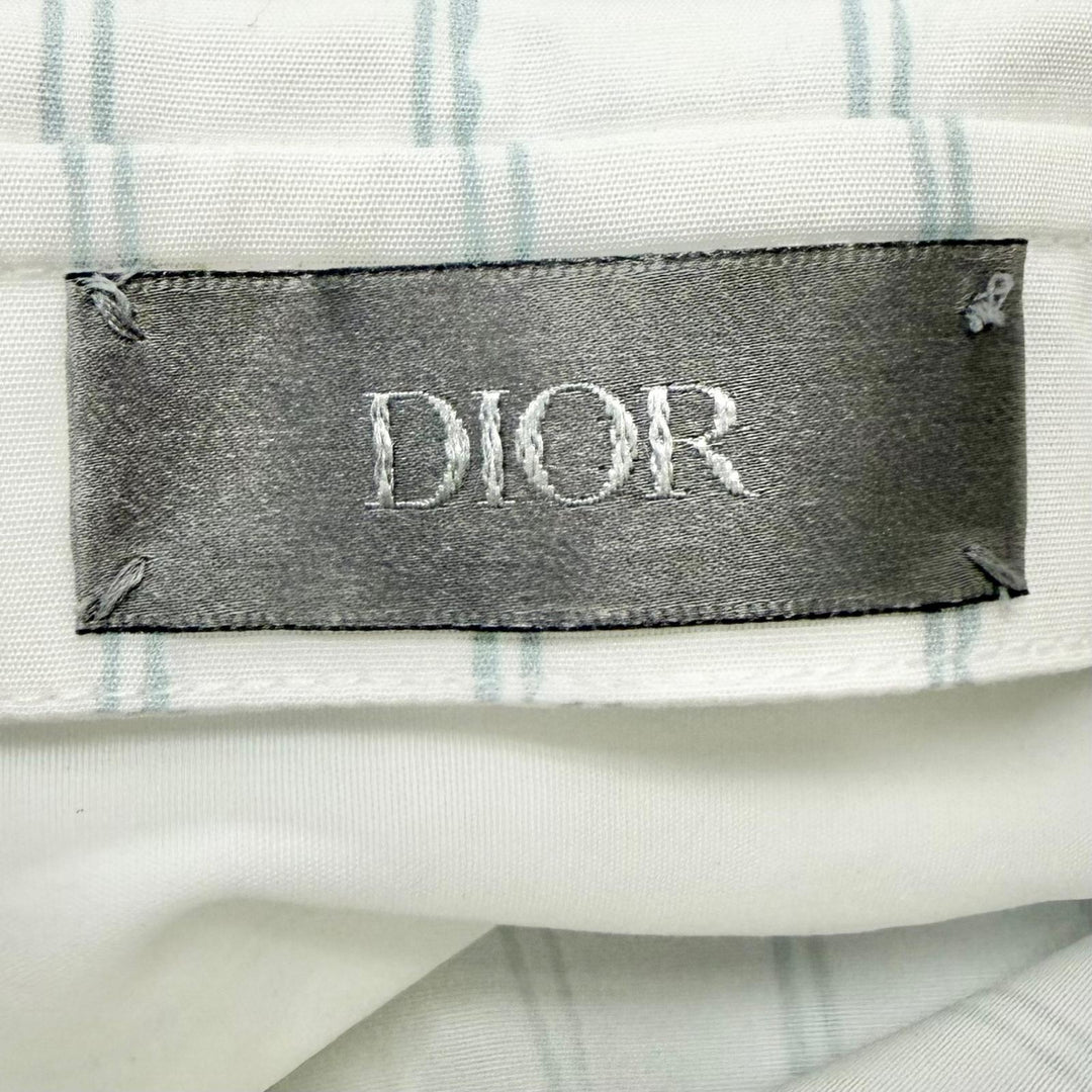 Excellent DIOR Long sleeve shirt Hilton Nell Stripe Pattern Logo Embroidery