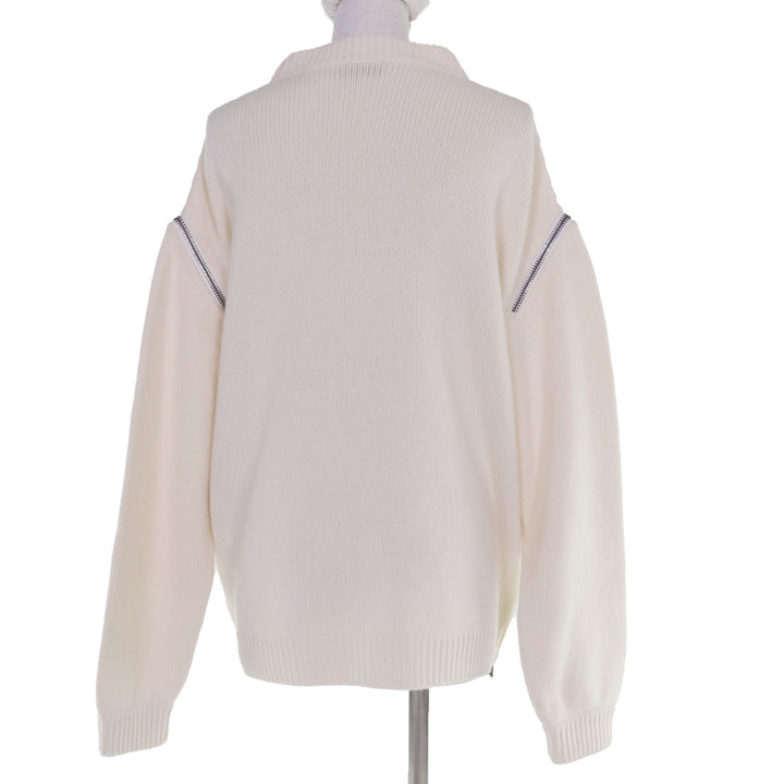 Excellent TOM FORD knit Zip design long sleeves white cashmere Women XXS MAK1191
