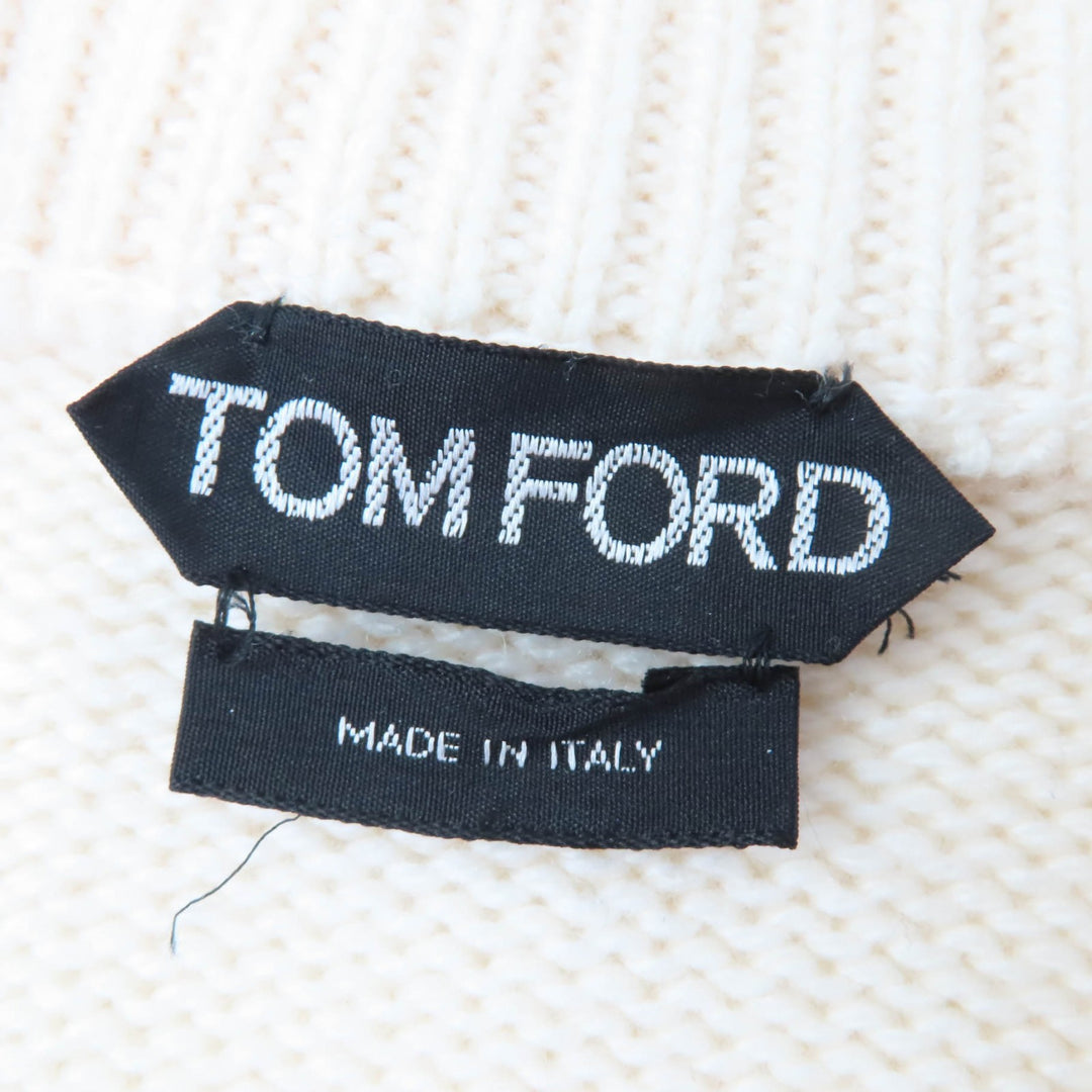 Excellent TOM FORD knit Zip design long sleeves white cashmere Women XXS MAK1191